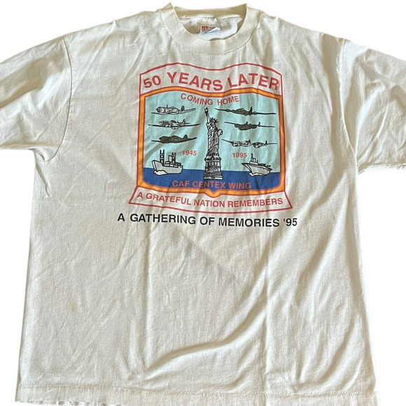 vintage military t shirt XL single stitch white 1995 rare - Picture 1 of 4